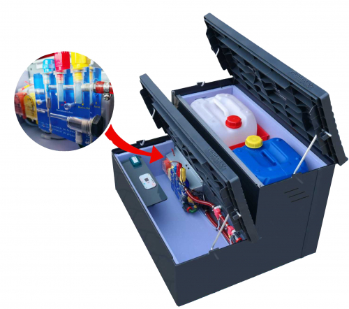 Preview: Dosiertreppe Anthrazitgrau RAL 7016, inkl. WPD-A4 mini pH/Redox + WLAN Modul Preview: Dosiertreppe Anthrazitgrau RAL 7016, inkl. WPD-A4 mini pH/Redox + WLAN Modul